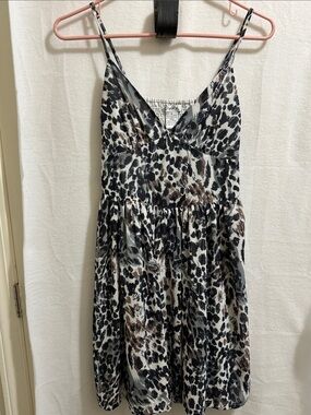 Pinky Black White and Brown Leopard Print Spaghetti Strap Dress